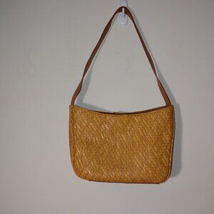 Fossil Basket Wave Woven Leather Handle Purse